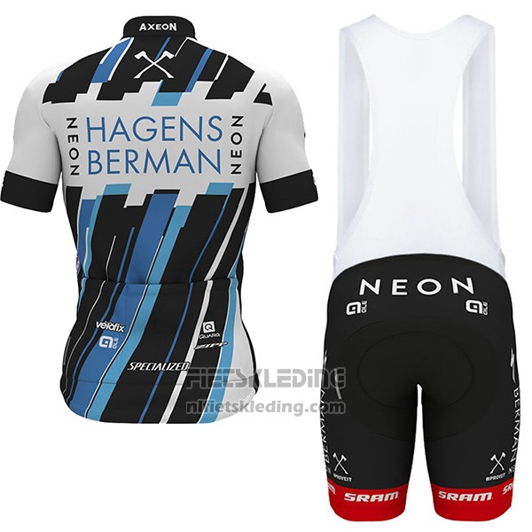 2017 Fietskleding Axeon Hagens Berman Wit en Zwart Korte Mouwen en Koersbroek